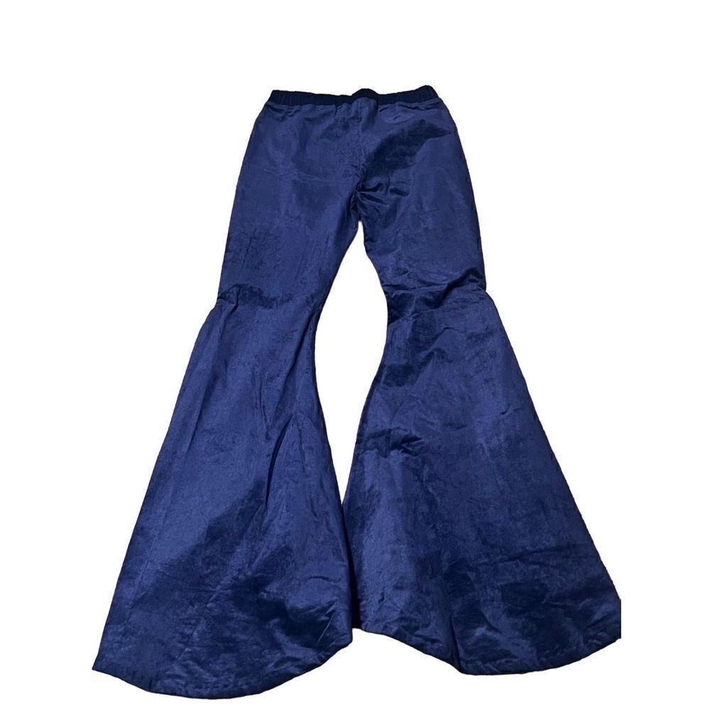Umgee Bell Bottom Blue Crush Velvet Pants Size Small NWT